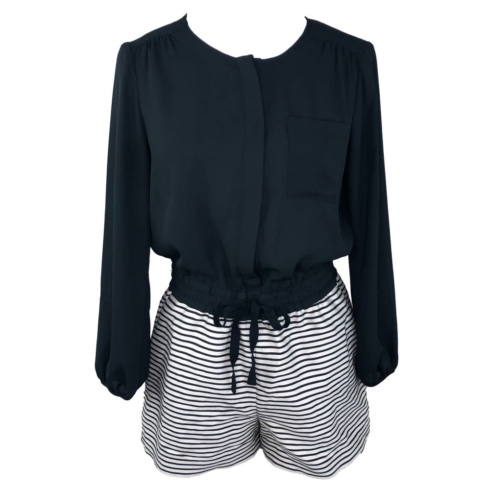 LOFT Romper Gathered Waist with Tan Striped Bottom